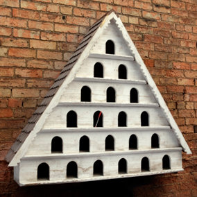 Six Tier Dovecote (Large Hole) Framlingham Traditional English Triangular Wall Mounted Birdhouse for Doves or Pigeons