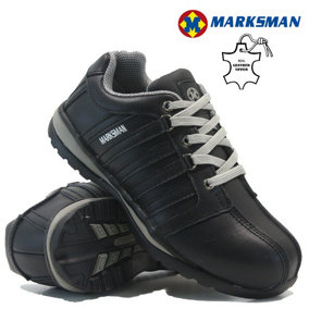 Size 10 Mens Ladies Leather Safety Shoes Boots Work Steel Toe Cap Trainers Ankle Womens