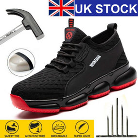 Size 10 Mens Womens Lightweight Steel Toe Cap Safety Absorbing Trainers Boot Shoes Uk