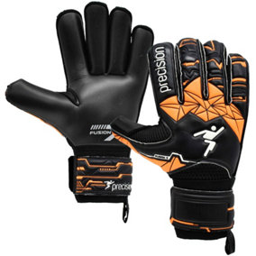 Size 6 PRO JUNIOR Finger Protect Goal Keeping Gloves Black/Orange Keeper Glove