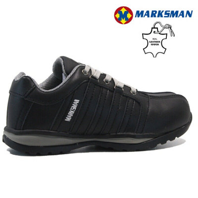 Max Steel Women's Navy Leather Steel Toe Cap Safety Boots - Lace Up Trainers