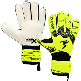 Size 8 Professional ADULT Goal Keeping Gloves Flat Cut FLUO YELLOW Keeper Glove