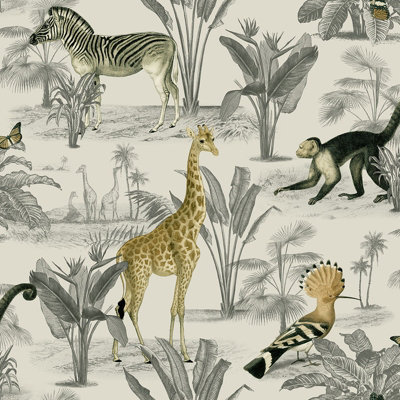 SK Filson Beige Vintage Zoo Wallpaper