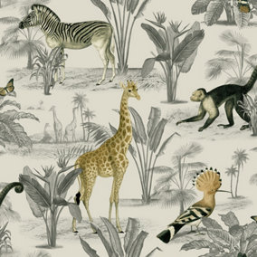 SK Filson Beige Vintage Zoo Wallpaper