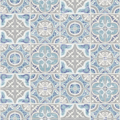 SK Filson Blue Mozaic Tiles Wallpaper