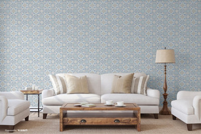 SK Filson Blue Mozaic Tiles Wallpaper