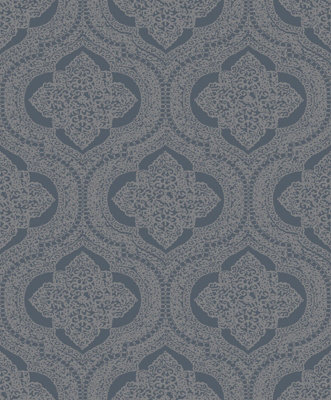 SK Filson Dark Blue Damask Wallpaper