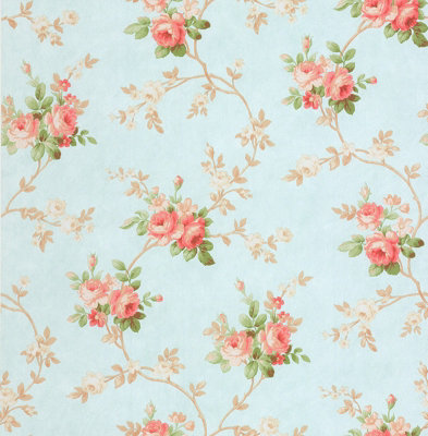 SK Filson Duck Egg Floral Wallpaper