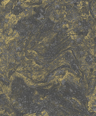 SK Filson Gold and Black Marble Foil Wallpaper | DIY at B&Q