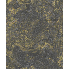 SK Filson Gold and Black Marble Foil Wallpaper