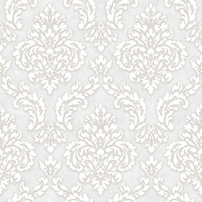 SK Filson Grey Sahara Damask Wallpaper | DIY at B&Q