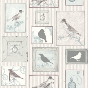 SK Filson Lilac Framed Birds Wallpaper