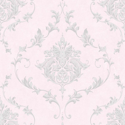 SK Filson Pink Damask Wallpaper DIY at B&Q