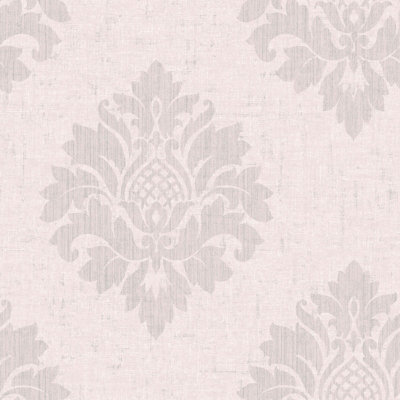 SK Filson Pink Damask Wallpaper DIY at B&Q