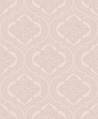 SK Filson Rose Gold Damask Wallpaper DIY at B&Q