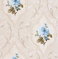 SK Filson Stone & Blue Floral Wallpaper