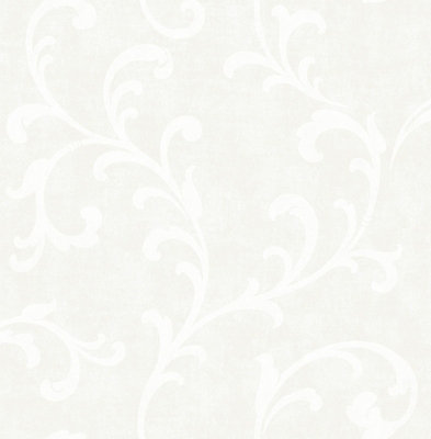 SK Filson White Acanthus Scroll Wallpaper