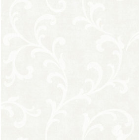 SK Filson White Acanthus Scroll Wallpaper