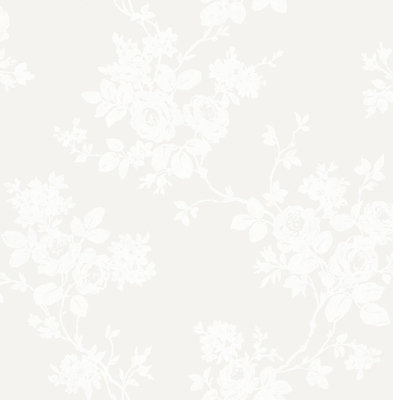 SK Filson White Floral Wallpaper