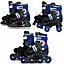 SK8 Zone Boys Blue 3in1 Adjustable Roller Blades Inline Quad Skates Ice Skating Large 3-6 (35-38 EU)