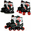 Sk8 Zone Boys Red 3in1 Adjustable Roller Blades Inline Quad Skates Ice Skating Small 9-12 (27-30 EU)