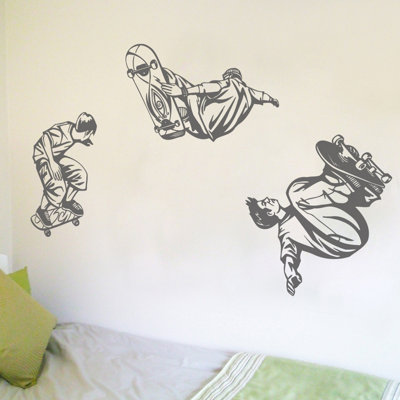 Skateboarders Wall Stickers - Grey