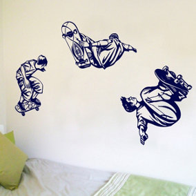 Skateboarders Wall Stickers in Colour Navy
