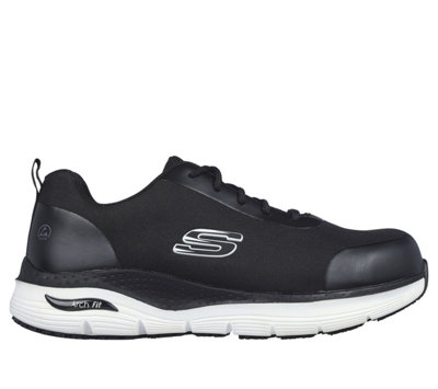 bk　S Skechers Arch Fit Sr Ringstap Safety Trainer Black/White