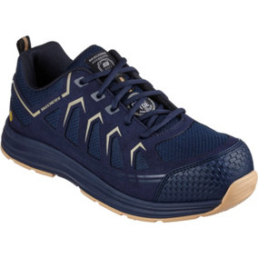 Skechers Malad II Safety Trainers Navy/Tan