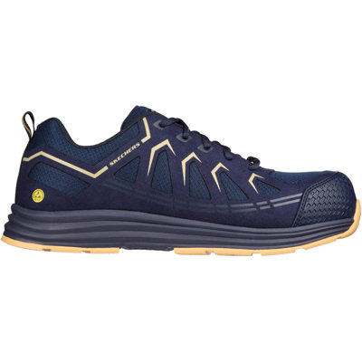 Skechers Malad II Safety Trainers Navy/Tan