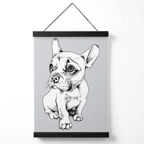 Sketch French Bulldog on Light Grey Medium Poster with Black Hanger