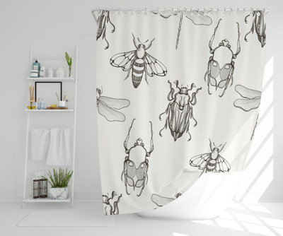 Sketch of Scarab Beetle, May bug, Bee and Dragonfly (Shower Curtain) / Default Title Price Comparisons | Compare The Build