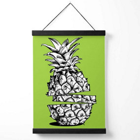 Sketch Pineapple on Bright Green Medium Poster with Black Hanger
