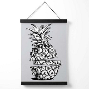 Sketch Pineapple on Light Grey Medium Poster with Black Hanger