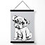 Sketch Pug Dog on Light Grey Medium Poster with Black Hanger