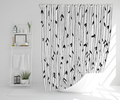 sketchy leaves scattered on hand drawn lines (Shower Curtain) / Default Title