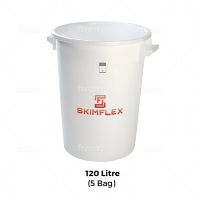 Skimflex 125L Mixing Bucket Heavy Duty Plastic Builders Tub for Plaster ...
