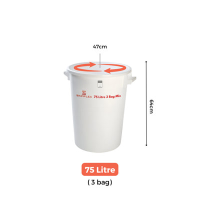 Skimflex 75L Mixing Bucket Heavy Duty Plastic Builders Tub for Plaster ...