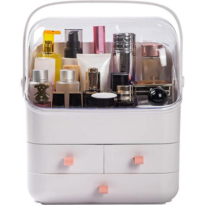 Skin Care Organiser With Lid - Makeup Organiser - Storage Drawers - Makeup Brush Holder With A Bilateral Rotation