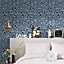 Skinny Dip Blue Floral Mica effect Embossed Wallpaper