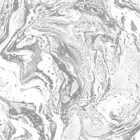 Skinny Dip Grey Marble Metallic effect Embossed Wallpaper