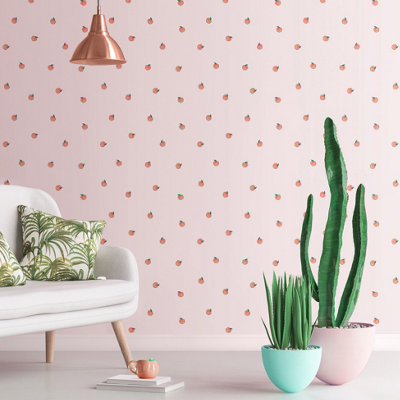 Skinny Dip Pink Novelty Pearl Effect Embossed Wallpaper