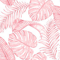 Skinny Dip White & Pink Floral Pearl effect Embossed Wallpaper