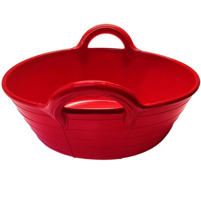 Skip feed bucket feeder in red integrated handles flexible rubber pet ...