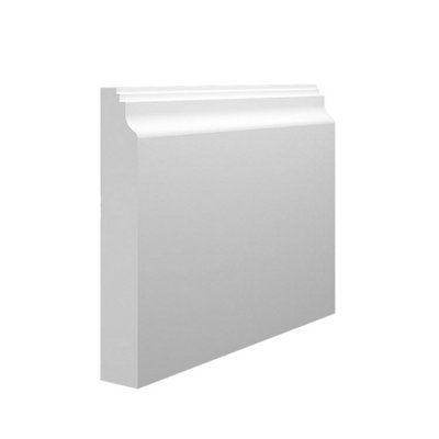 Skirting World Jive MDF Skirting Board - 220mm x 25mm x 4200mm, Primed, No Rebate (Pack of 4)