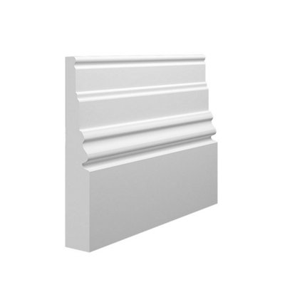 Skirting World Monarch 1 MDF Skirting Board - 195mm x 18mm x 4200mm, Primed, No Rebate (Pack of 2)