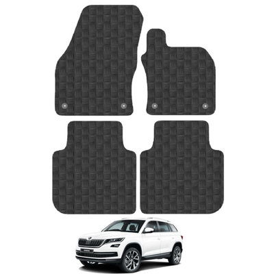 Skoda Kodiaq 2016-Onwards Car Floor Mats Rubber Tailored Fit 4pcs Set Heavy-Duty