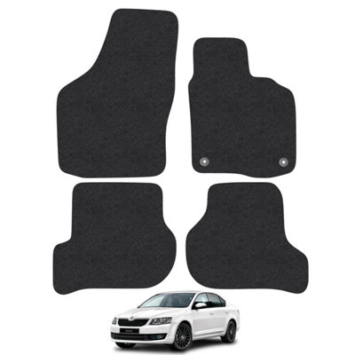 Skoda Octavia 2008-2013 Car Floor Mats Tailored Fit Carpet Anti-Slip Set Black