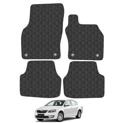 Skoda Octavia 2013-2020 Car Floor Mats Rubber Tailored Fit 4pcs Set Heavy-Duty