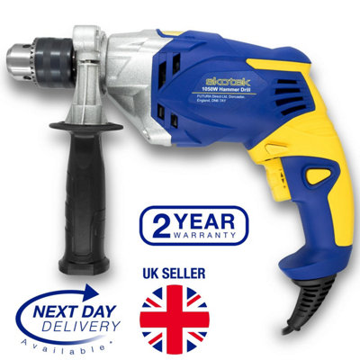 Skotek 1050W Powerful Variable Speed Corded Electric Hammer Drill
